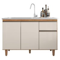 Balcao Para Pia 3 Portas 1 Gaveta 118 cm Canada Cedro Areia RUDK