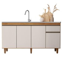 Balcao Para Pia 4 Portas 1 Gaveta 156 cm Grecia Cedro Areia RUDK