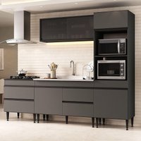 Armário Cozinha Modulada Completa com Pia Inclusa 251,5cm Milano Multimóveis MCR2472