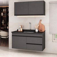 Armário Cozinha Modulada Compacta Suspensa com Pia 120cm Milano Multimóveis MCR2482
