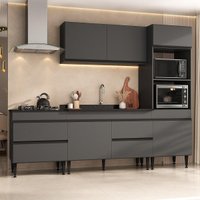 Armário Cozinha Modulada Completa com Pia Inclusa 251,5cm Milano Multimóveis MCR2473