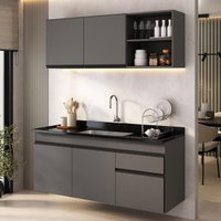 Armário Cozinha Modulada Compacta Suspensa com Pia 150cm Milano Multimóveis MCR2481