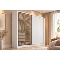 Guarda Roupa Casal Toledo 2Pts 1Vd 3Gv Neve N. Horizonte