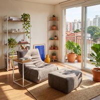 Poltrona com Puff para Pés Kappesberg Boucle Cinza