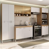 Cozinha Completa Compacta Armário Balcão FL2221 Paris Multi Rustic/Branco