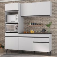 Cozinha Completa Compacta Armário Balcão FL3694 Veneza Multi Branco/Preto