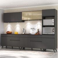 Cozinha Completa Compacta Armário + Led FL2014 Veneza Multi Preto