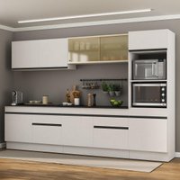 Cozinha Compacta Armário Balcão e Rodapé FL2175 Made Multi Branco/Preto