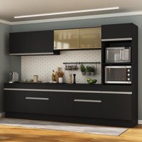Cozinha Compacta Armário Balcão e Rodapé FL2175 Made Multi Preto/Branco