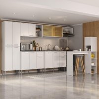 Cozinha Completa Compacta Armário Bancada FL2244 Siena Multi Branco