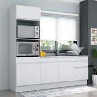 Cozinha Compacta Armário Balcão e Rodapé FL2113 Veneza Multi Branco