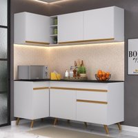 Cozinha Completa Compacta Armário Canto FL2057 Veneza Multi Branco/Dourado