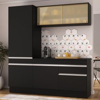 Cozinha Compacta Armário Balcão e Rodapé FL2179 Made Multi Preto/Branco