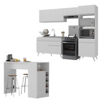 Cozinha Completa com Mesa Armário Balcão FL2210 Veneza Multi