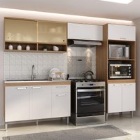 Cozinha Completa Compacta Armário Balcão FL2227 Paris Multi Rustic/Branco