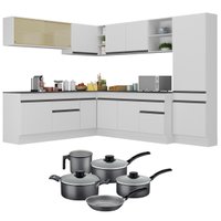 Armário de Cozinha Canto + Panela Brinde FL2100 Multimóveis Branco/Preto