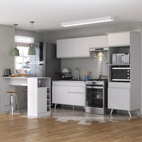 Armário de Cozinha Compacta e Bancada FL2174 Veneza Multi Branco