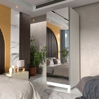 Sapateira Gold 1 Porta 6 Prateleiras com Espelho 100% Mdf Off White - Gelius