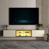 Rack para TV até 70 Polegadas Luminare 3 Portas com Vidro e Led 100% MDF Off White - Gelius