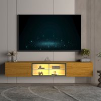 Rack para TV até 70 Polegadas Luminare 3 Portas com Vidro e Led 100% MDF Naturale - Gelius
