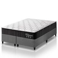 Cama Box Queen Bipartido Cinza + Colchão Molas Ensacadas Zidi Bahamas 158x198x61cm