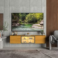 Rack para TV até 60 Polegadas Luminare 3 Portas com Vidro e Led 100% MDF Naturale - Gelius