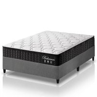 Cama Box Casal Cinza + Colchão Molas Ensacadas Zidi Bahamas 138x188x61cm