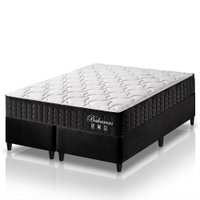 Cama Box Queen Bipartido Preto + Colchão Molas Ensacadas Zidi Bahamas 158x198x61cm