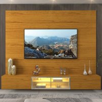 Painel para TV Até 85 Polegadas Luminare 3 Portas com Vidro Reflecta e Led 100% Mdf Naturale - Gelius