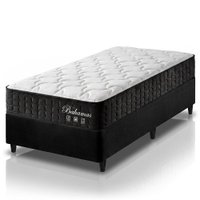 Cama Box Solteiro King Preto + Colchão Molas Ensacadas Zidi Bahamas 96x203x61cm