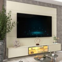 Painel para TV Até 85 Polegadas Luminare 3 Portas com Vidro Reflecta e Led 100% Mdf Off White - Gelius
