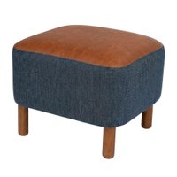 Puff Decorativo Verso 45x51 cm Pes Madeira Linho E Courino TCS 718 TCS 727 MOLL