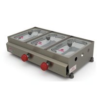 Molheira 3 Cubas a Gás Progás com Visor de Vidro PR-03G