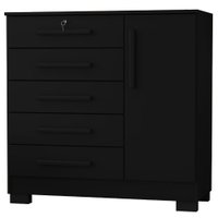 Comoda 5 Gavetas 1 Porta 99 cm Vitoria Preto RUDK