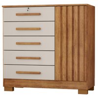 Comoda 5 Gavetas 1 Porta 99 cm Mary Cedro Areia RUDK