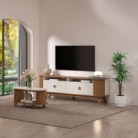 Sala de Estar Completa para TV Até 86 Polegadas 4 Portas Cinamomo/Off White - Pnr Móveis