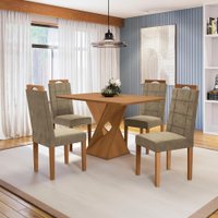 Conjunto Sala de Jantar Luna Kappesberg c/ 4 Cadeiras Veludo Bege