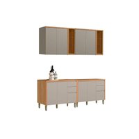 Kit de Cozinha Completa 4 Peças Allure (2Aéreos+2Balcões) CP25 Jequitiba/Gris Fosco - Linea Brasil