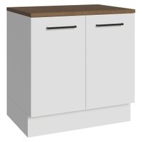 Balcão de Cozinha 80 cm 2 Portas Branco Tampo Rustic Agata Madesa