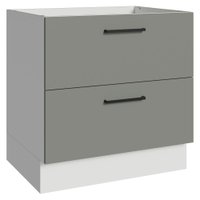Balcão de Cozinha 80 cm 2 Gavetas (Sem Tampo) Branco/Cinza Agata Madesa