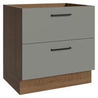 Balcão de Cozinha 80 cm 2 Gavetas (Sem Tampo) Rustic/Cinza Agata Madesa