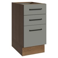 Balcão de Cozinha 40 cm 3 Gavetas (Sem Tampo) Rustic/Cinza Agata Madesa