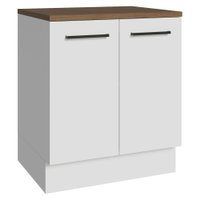 Balcão de Cozinha 70 cm 2 Portas Branco Tampo Rustic Agata Madesa