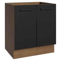 Balcão de Cozinha 70 cm 2 Portas (Sem Tampo) Rustic/Preto Agata Madesa