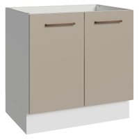 Balcão de Cozinha 80 cm 2 Portas (Sem Tampo) Branco/Crema Agata Madesa
