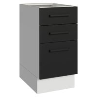 Balcão de Cozinha 40 cm 3 Gavetas (Sem Tampo) Branco/Preto Agata Madesa