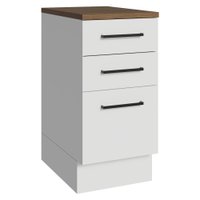 Balcão de Cozinha 40 cm 3 Gavetas Branco Tampo Rustic Agata Madesa