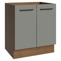 Balcão de Cozinha 70 cm 2 Portas (Sem Tampo) Rustic/Cinza Agata Madesa