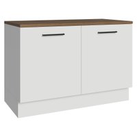 Balcão de Cozinha 120 cm 2 Portas Branco Tampo Rustic Agata Madesa