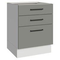 Balcão de Cozinha 60 cm 3 Gavetas (Sem Tampo) Branco/Cinza Agata Madesa